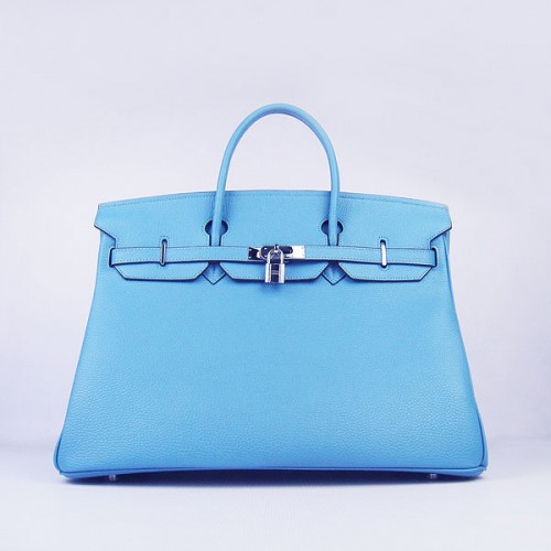 Hermes Birkin 40CM Togo tas lichtblauw 6099 zilver