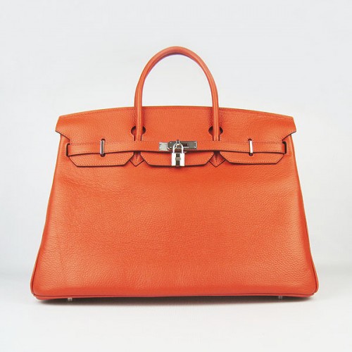 Hermes Birkin 40CM Togo tas oranje 6099 zilver