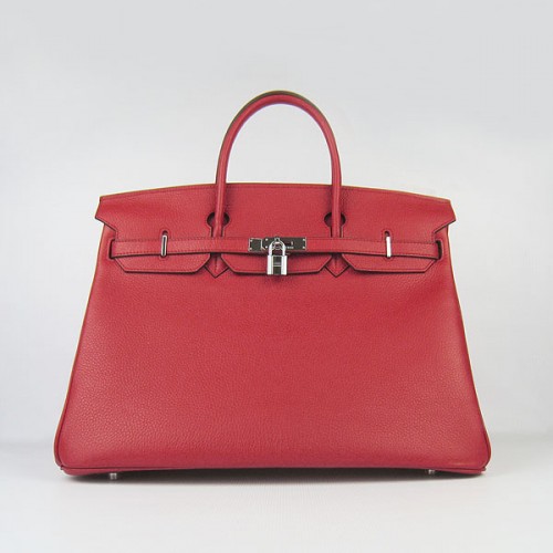 Hermes Birkin 40CM Togo tas rood 6099 zilver