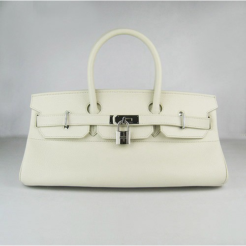 Hermes Birkin 6109 Togo leren tas beige 42cm zilver