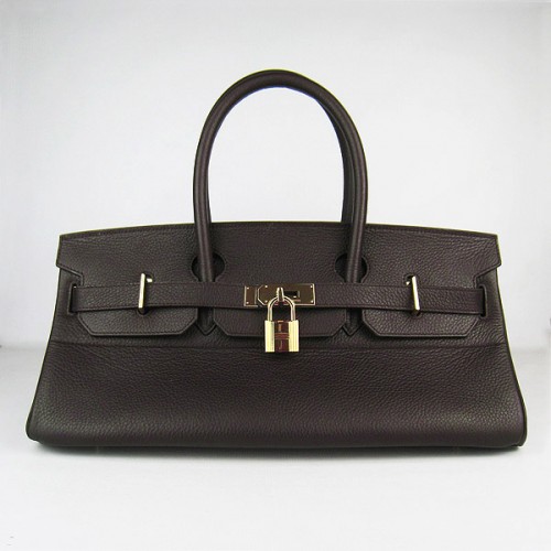 Hermes Birkin 6109 Togo leren tas donkere koffie 42cm goud