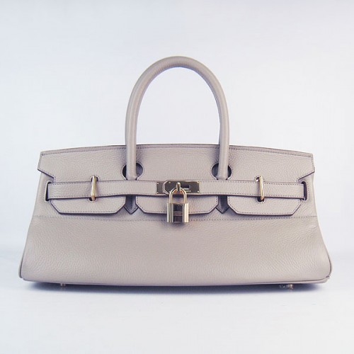 Hermes Birkin 6109 Togo leren tas grijs 42 cm goud