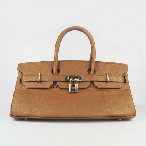 Hermes Birkin 6109 Togo leren tas licht koffie 42cm goud