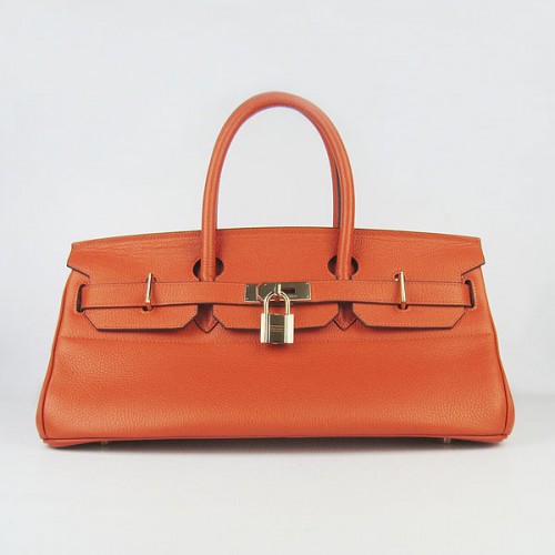 Hermes Birkin 6109 Togo leren tas oranje 42cm goud