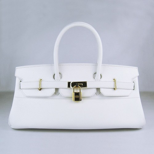 Hermes Birkin 6109 Togo leren tas wit 42cm goud