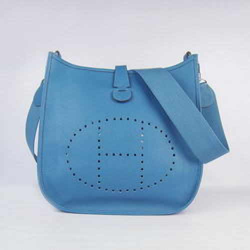 Hermes Koeienhuid Evelyne Messenger Bag 6309 Blauw