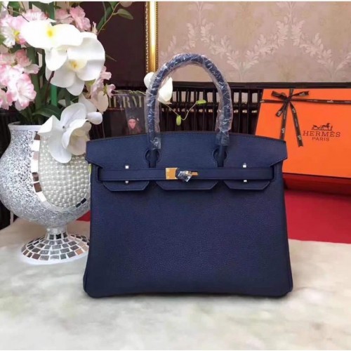 Hermes Birkin 25CM Togo Tas Origineel Leer H25E Navy