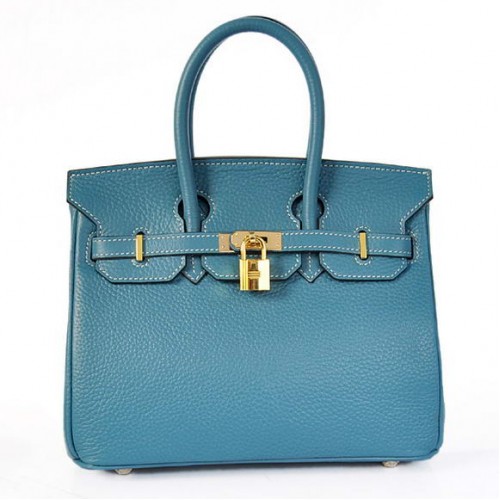 Hermes Birkin 25CM draagtassen Togo leer blauw Godlen