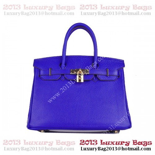 Hermes Birkin 30cm draagtas blauw Clemence leer H6088 goud