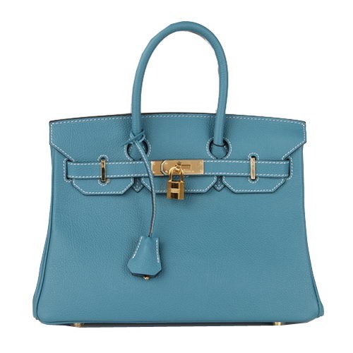 Hermes Birkin 30CM draagtas blauw origineel leer H30 goud