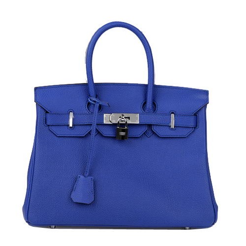Hermes Birkin 30CM draagtas blauw origineel leer H30 zilver