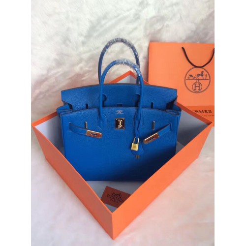 Hermes Birkin 30CM draagtas blauw origineel leer HB30 Glod