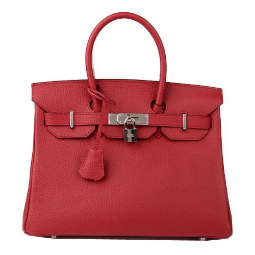 Hermes Birkin 30CM Tote tas bordeaux origineel leer H30 zilver
