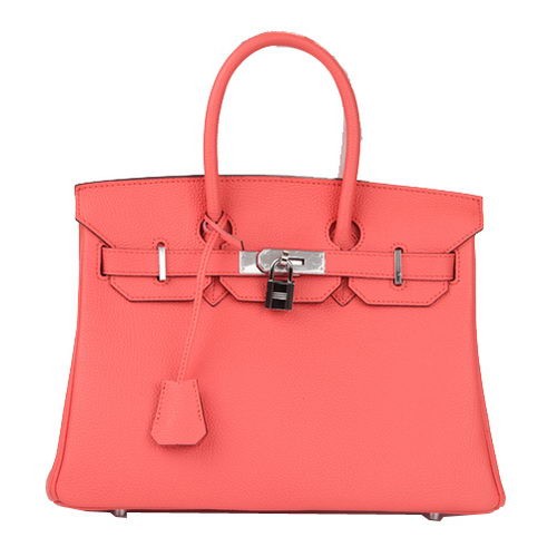 Hermes Birkin 30CM draagtas lichtrood origineel leer H30 zilver