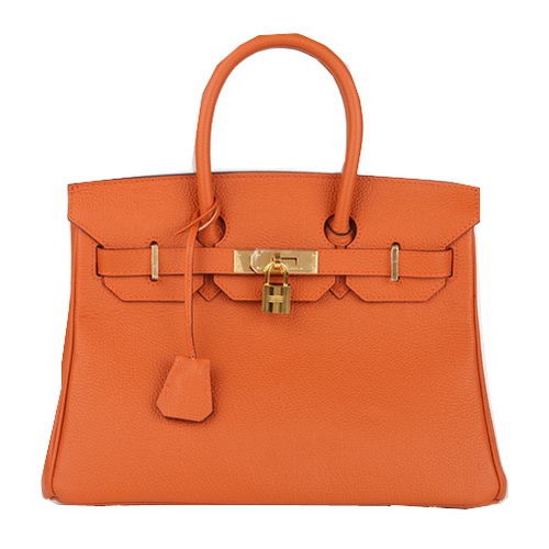Hermes Birkin 30CM draagtas oranje origineel leer H30 goud