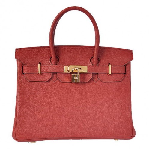 Hermes Birkin 30CM draagtassen bordeaux glad leer goud