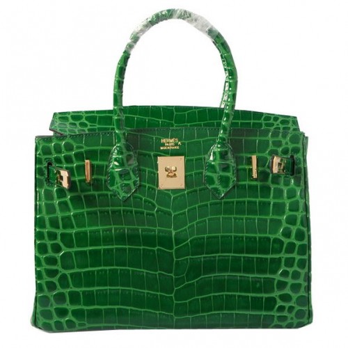 Hermes Birkin 30CM draagtassen groen iriserend croco leer goud