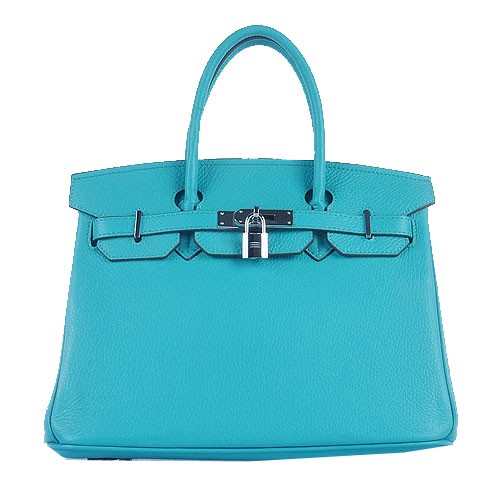 Hermes Birkin 30CM draagtassen lichtblauw korrelig leer zilver