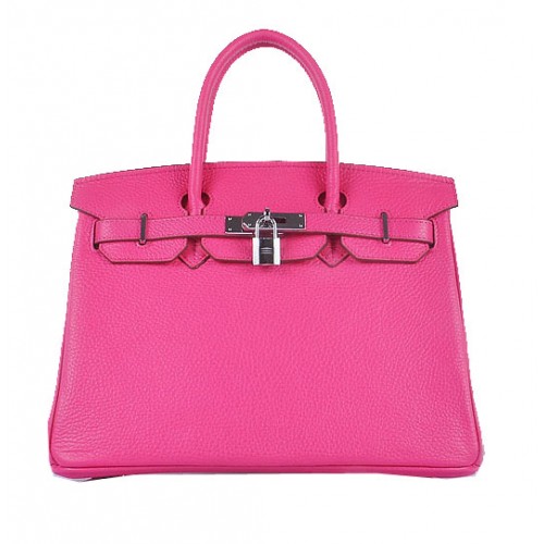 Hermes Birkin 30CM draagtassen licht roze korrelig leer zilver