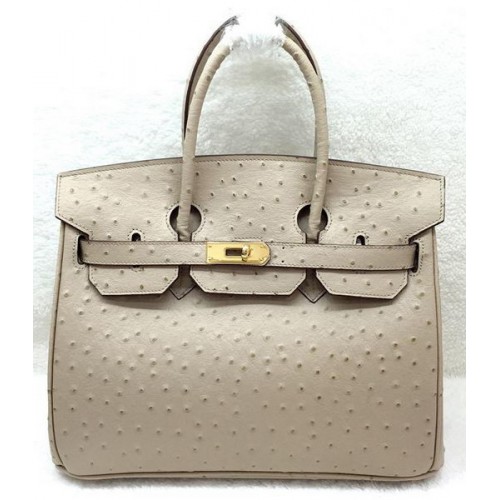Hermes Birkin 30CM draagtassen Struisvogelleer H30LI Abrikoos