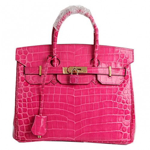 Hermes Birkin 30CM Tote Bags Perzik Croco Leer Goud
