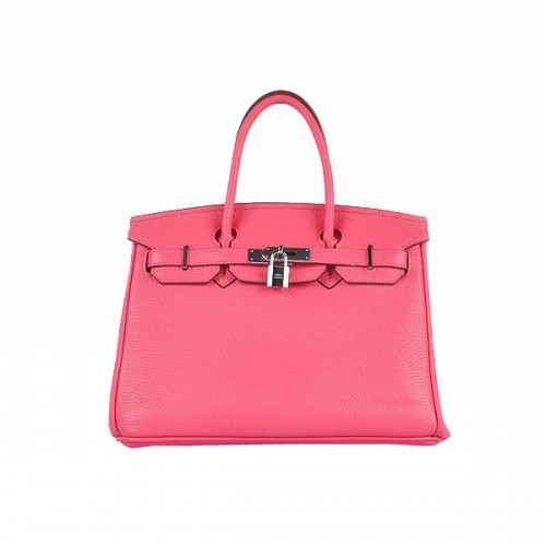 Hermes Birkin 30CM draagtassen roze Clemence leer zilver