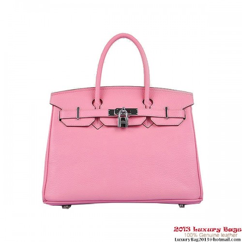 Hermes Birkin 30CM Tote tassen roze Togo leer zilver