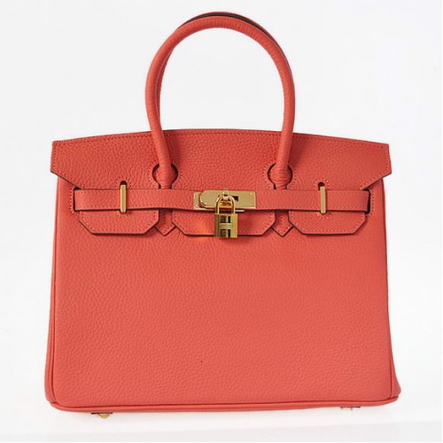 Hermes Birkin 30CM draagtassen Pompadour graan leer goud