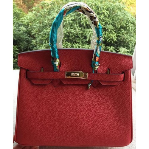 Hermes Birkin 30CM draagtassen rood kalfsleer leer BK30 goud