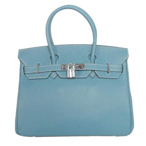 Hermes Birkin 30CM Tote tassen glad Togo leer blauw