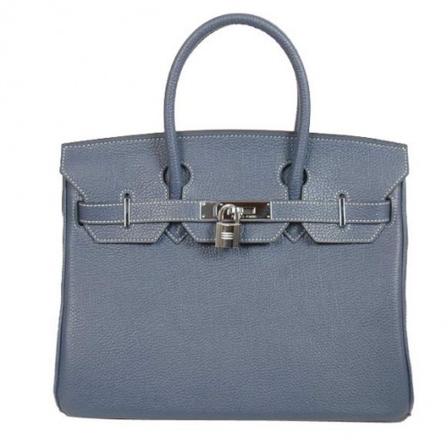 Hermes Birkin 30CM Tote tassen glad Togo leer donkerblauw