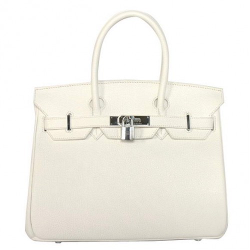 Hermes Birkin 30CM Tote tassen glad Togo leer wit