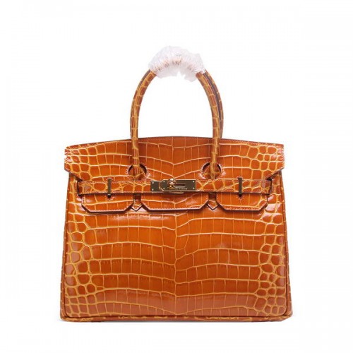 Hermes Birkin 30CM draagtassen tarwe iriserende croco leer goud