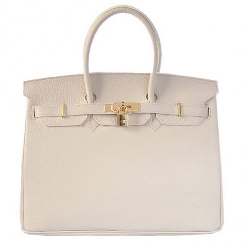 Hermes Birkin 35CM draagtassen Togo Leer Beige Gouden