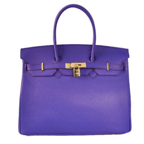 Hermes Birkin 35CM draagtassen Togo leer blauw goud