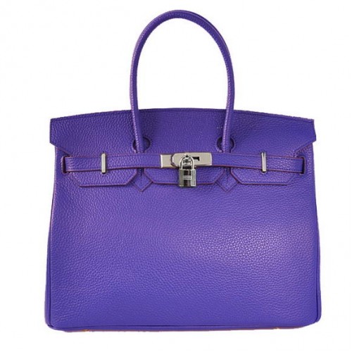 Hermes Birkin 35CM draagtassen Togo leer blauw zilver