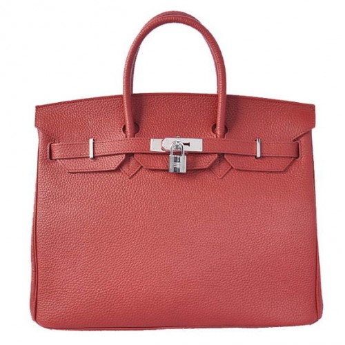 Hermes Birkin 35CM Tote Bags Togo Leer Bordeaux Zilver