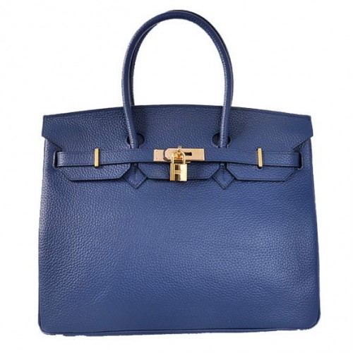 Hermes Birkin 35CM draagtassen Togo leer donkerblauw goud