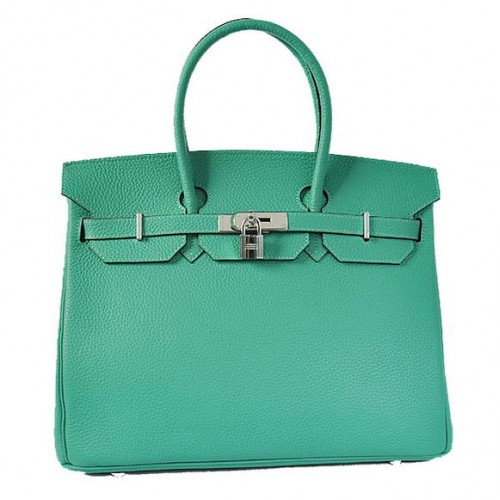 Hermes Birkin 35CM draagtassen Togo leer groen zilver