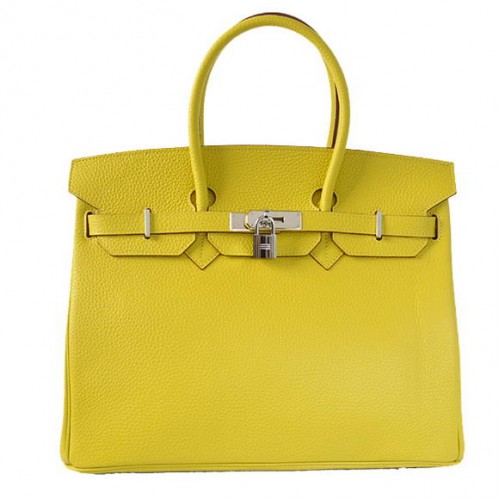 Hermes Birkin 35CM draagtassen Togo leer citroen zilver