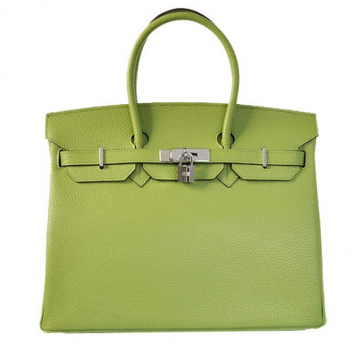 Hermes Birkin 35CM Tote tassen Togo leer licht groen zilver