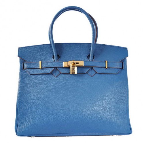 Hermes Birkin 35CM draagtassen Togo leer midden blauw goud
