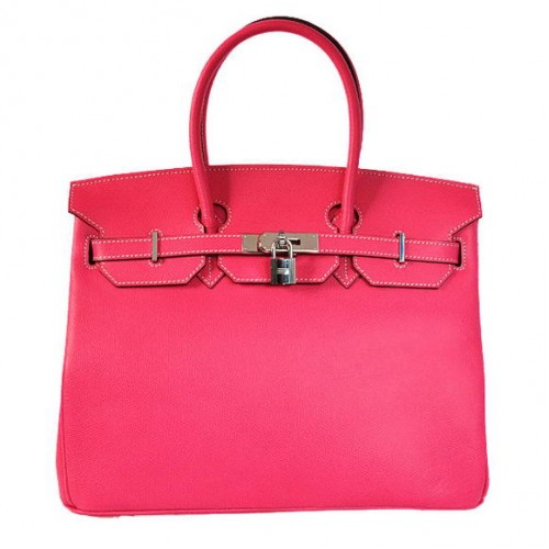 Hermes Birkin 35CM Tote Bags Togo Leer Mid Perzik Zilver