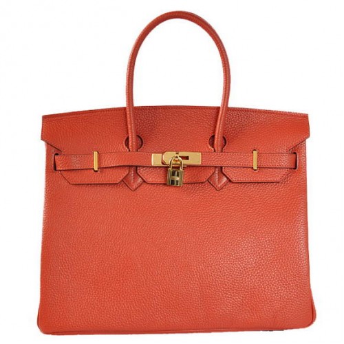 Hermes Birkin 35CM draagtassen Togo leer midden rood goud