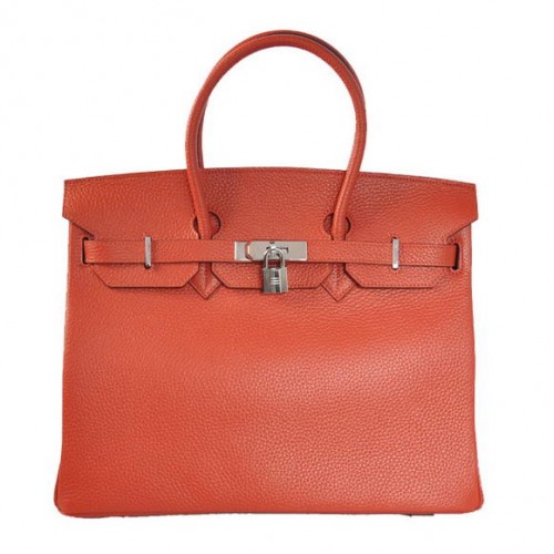 Hermes Birkin 35CM draagtassen Togo leer midden rood zilver