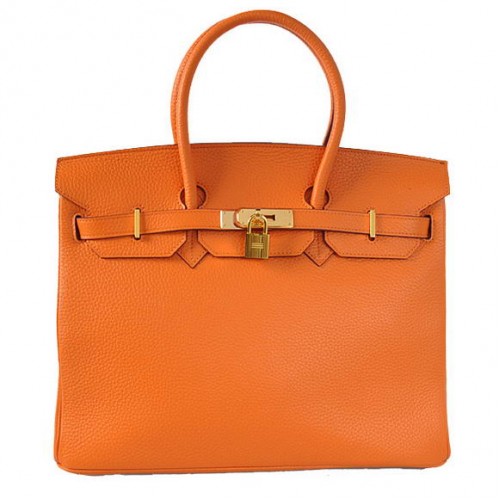 Hermes Birkin 35CM draagtassen Togo leer oranje goud