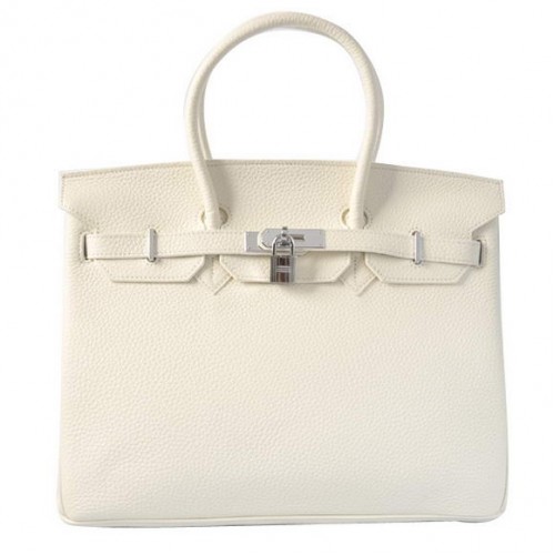 Hermes Birkin 35CM draagtassen Togo leer wit zilver