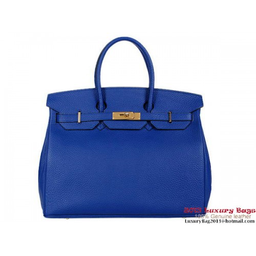 Hermes Birkin 35CM Royal Blue Clemence lederen draagtas goud
