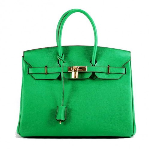 Hermes Birkin 35CM glad lederen handtas 6089 donkergroen goud
