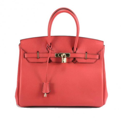 Hermes Birkin 35CM glad lederen handtas 6089 rood goud